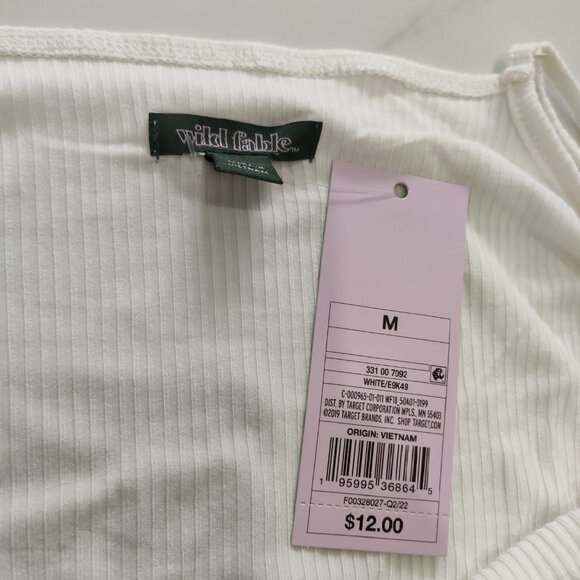 NWT Wild Fable Women's Medium Bodysuit White Square Neck Spaghetti Strap - Picture 8 of 9